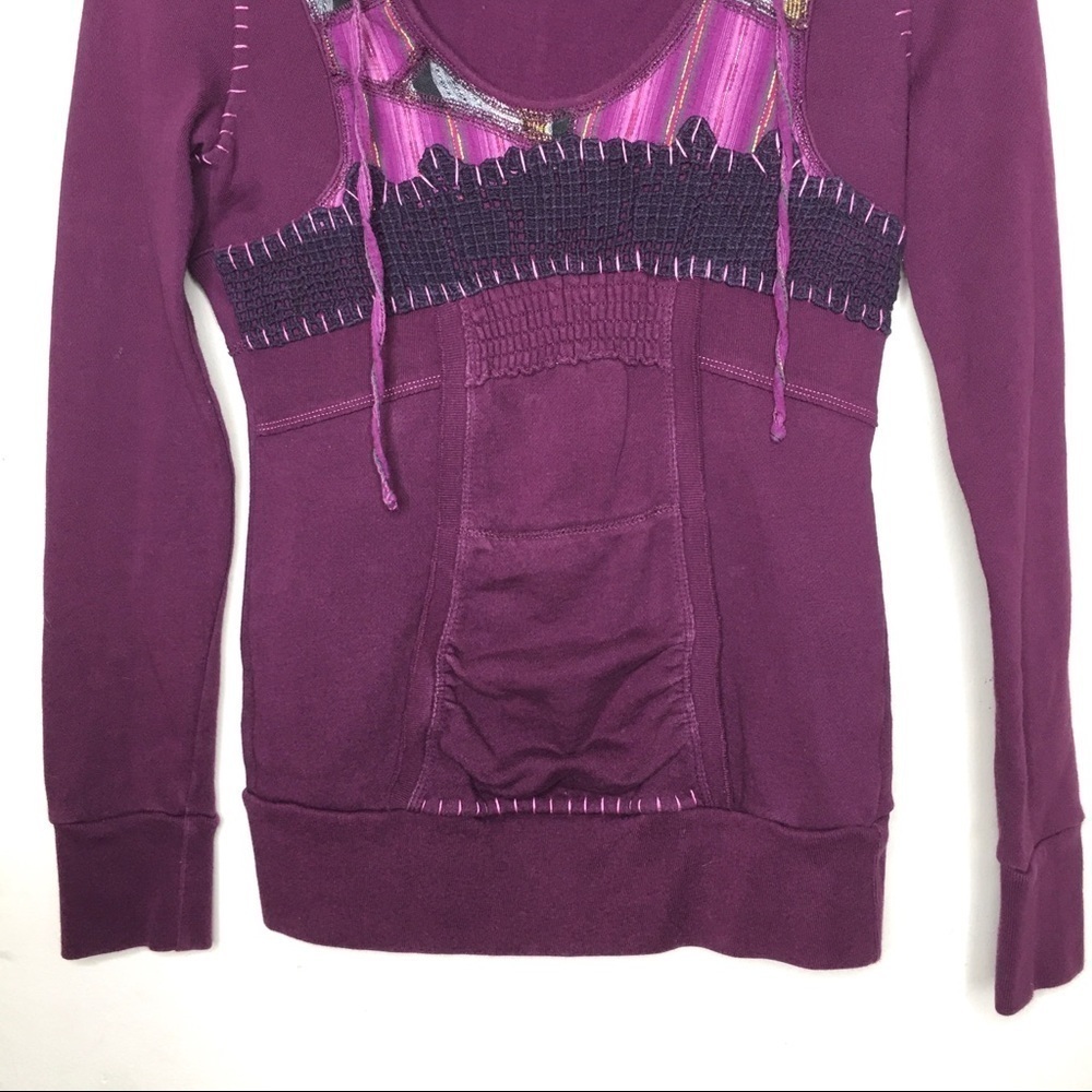 Free People Patchwork Boho Retro Pullover Hoodie - image 5